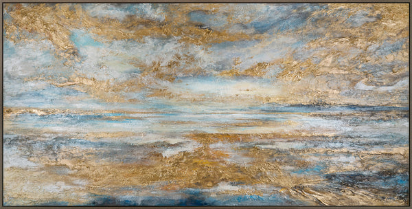 Gemälde "Ruhiger Horizont" horizontale Abstraktion mit Elementen einer Seelandschaft