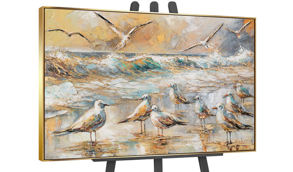 Gemälde "Küstenharmonie" Meereslandschaft mit einem Vogelschwarm