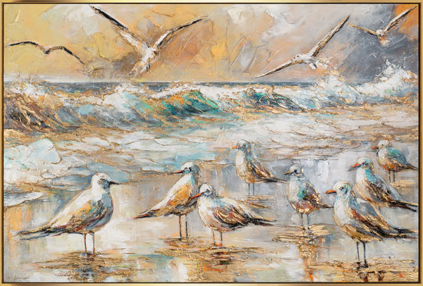 Gemälde "Küstenharmonie" Meereslandschaft mit einem Vogelschwarm