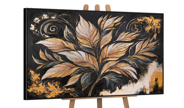 Gemälde "Goldene Blätter" luxuriöse florale Abstraktion