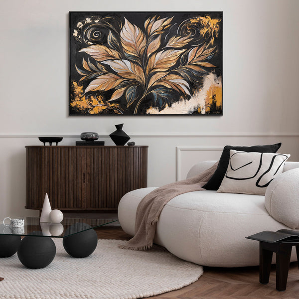 Gemälde "Goldene Blätter" luxuriöse florale Abstraktion