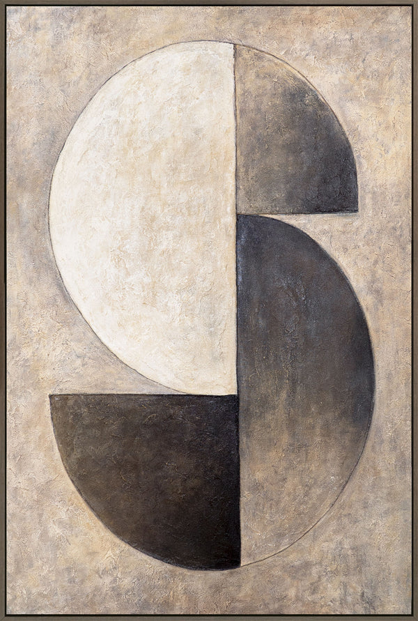 Gemälde „Symmetrie der Formen“ – geometrische Abstraktion in neutraler Farbpalette