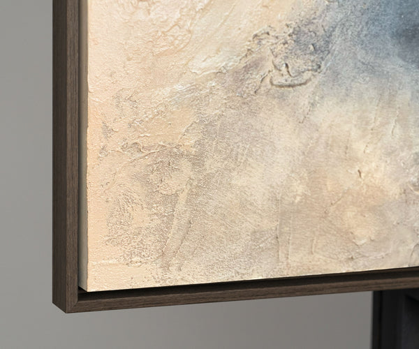 Strukturierte Abstraktion in Grau-Gold – modernes Acrylgemälde