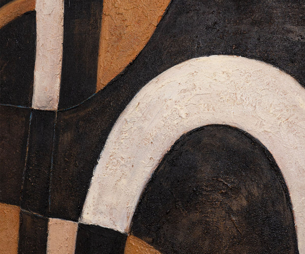 Geometrische Abstraktion in warmen Tönen – strukturiertes Acrylgemälde
