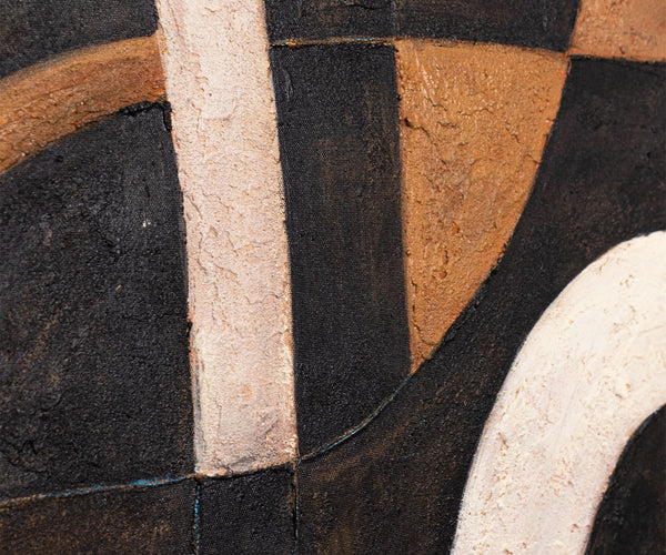 Geometrische Abstraktion in warmen Tönen – strukturiertes Acrylgemälde