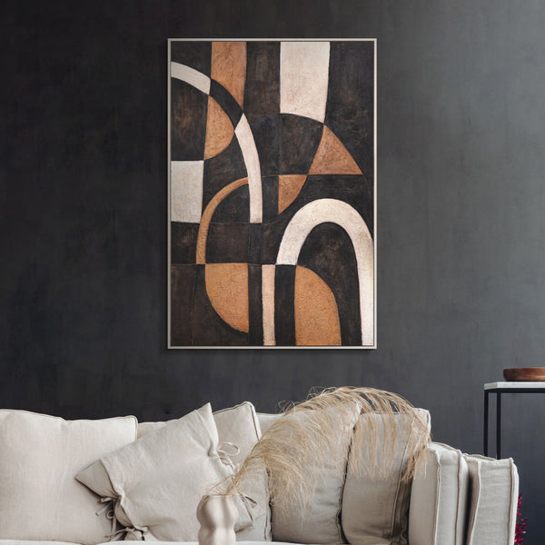Geometrische Abstraktion in warmen Tönen – strukturiertes Acrylgemälde