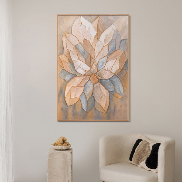 Abstrakte Blume in Pastelltönen – strukturiertes Acrylgemälde