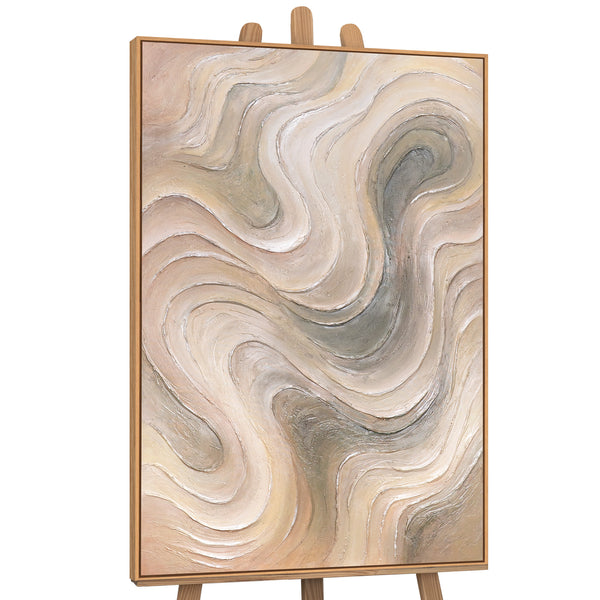 Strukturierte Abstraktion in Cremetönen – Acrylgemälde auf Leinwand