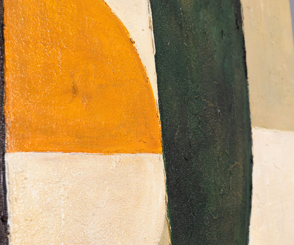 Geometrisches Gleichgewicht in natürlicher Farbpalette – abstraktes Acrylgemälde auf Leinwand