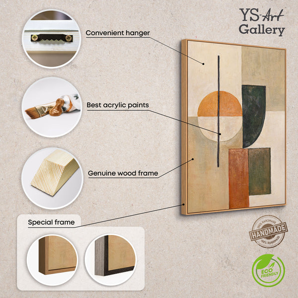 Geometrisches Gleichgewicht in natürlicher Farbpalette – abstraktes Acrylgemälde auf Leinwand