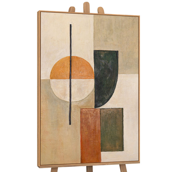 Geometrisches Gleichgewicht in natürlicher Farbpalette – abstraktes Acrylgemälde auf Leinwand
