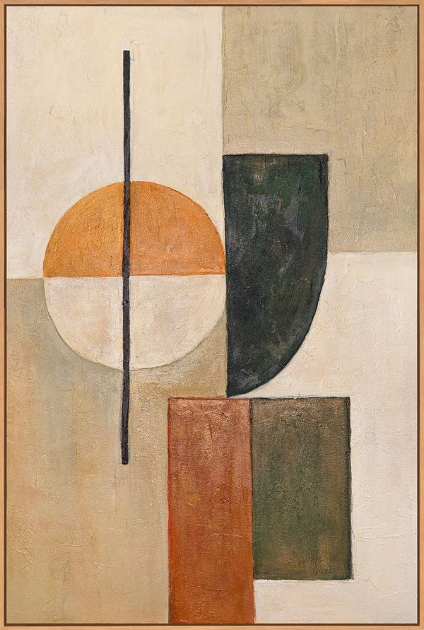 Geometrisches Gleichgewicht in natürlicher Farbpalette – abstraktes Acrylgemälde auf Leinwand