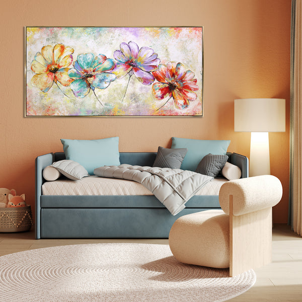 Gemälde "Bunte Blumen" abstrakte Floristik in Pastellfarben
