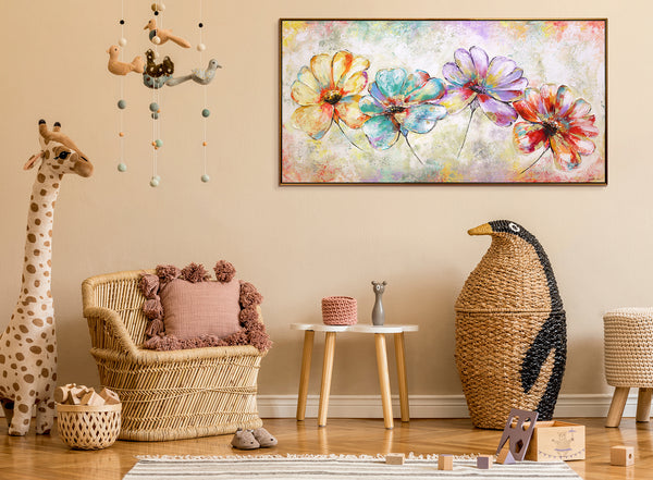 Gemälde "Bunte Blumen" abstrakte Floristik in Pastellfarben