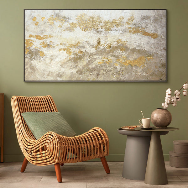 Gemälde „Goldenes Licht“ moderne Abstraktion mit Textur und Gold