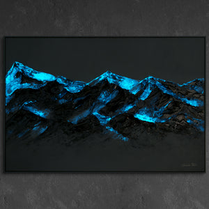 neon sign wall art abstract mountain painting