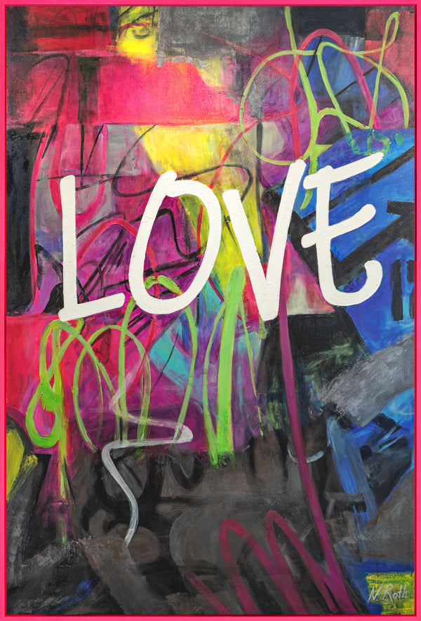 Gemälde "LOVE"  Neo-Pop-Abstraktion mit Neon-Effekt