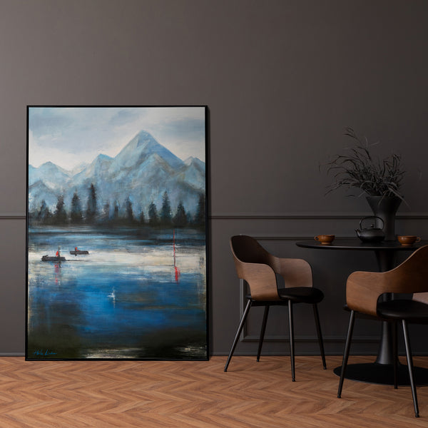 Gemälde „Waldhorizonte“ Landschaft mit nachtleuchtender Wirkung