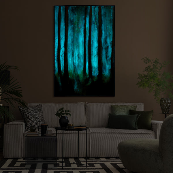 Gemälde „Waldatmosphäre“ Landschaft mit fluoreszierendem Effekt