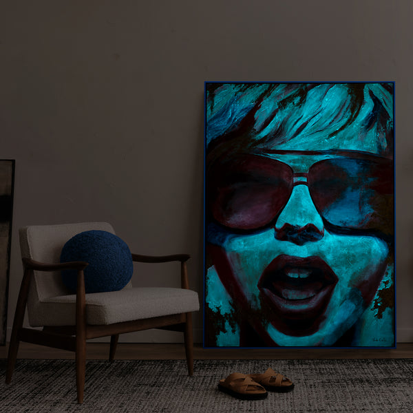Gemälde "Strahlende Emotionen" fluoreszierendes Portrait im Neon-Stil