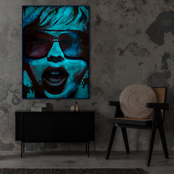 Gemälde "Strahlende Emotionen" fluoreszierendes Portrait im Neon-Stil
