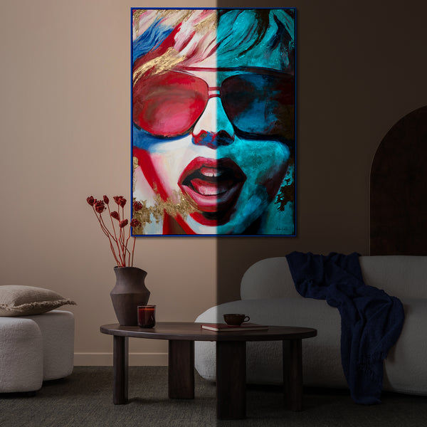 Gemälde "Strahlende Emotionen" fluoreszierendes Portrait im Neon-Stil