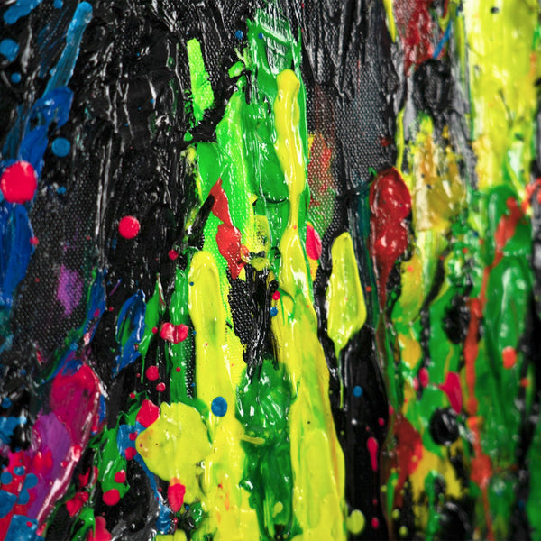 Gemälde "Totenkopf in Neon" moderne Streetart Kunst mit Neonspritzern