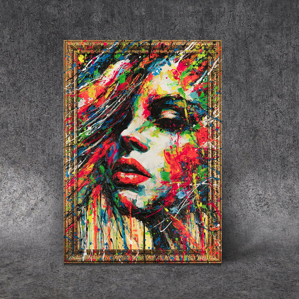 Gemälde "Emotion der Farben" Frauenporträt im Stil des Neoexpressionismus