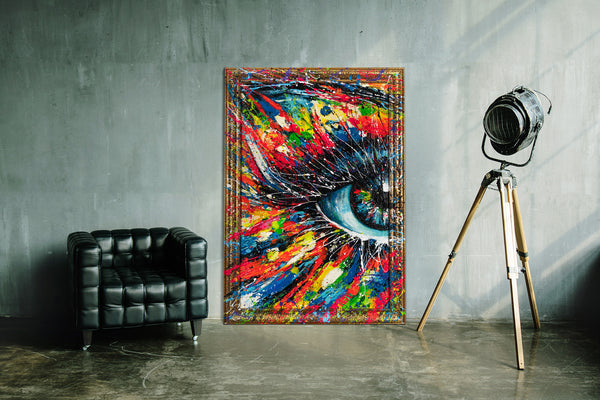 Gemälde „Blick ins Innere“  abstraktes Auge im Stil der Street Art
