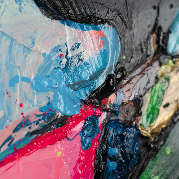 Gemälde "Stilikone" Pop-Art-Porträt in einer hellen Farbpalette