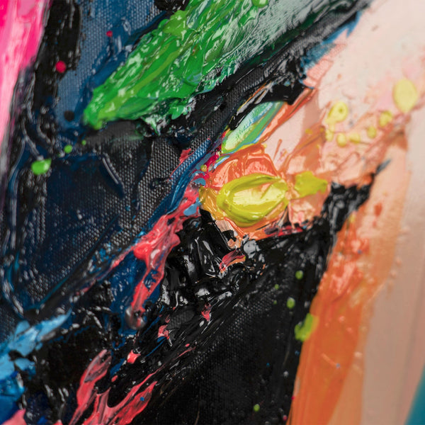 Gemälde "Stilikone" Pop-Art-Porträt in einer hellen Farbpalette