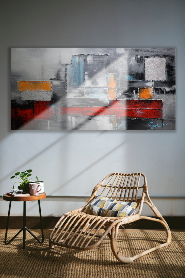 Gemälde „Geometrie der Farbe" moderne abstrakte Leinwand mit Textur