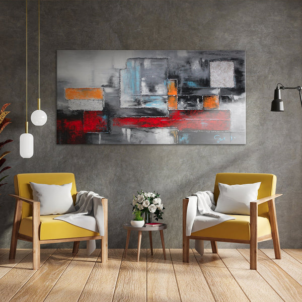 Gemälde „Geometrie der Farbe" moderne abstrakte Leinwand mit Textur