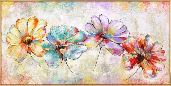 Gemälde "Bunte Blumen" abstrakte Floristik in Pastellfarben