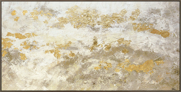 Gemälde „Goldenes Licht“ moderne Abstraktion mit Textur und Gold