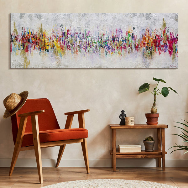 Gemälde "Feldakzente" florale Abstraktion in einer kontrastierenden Palette