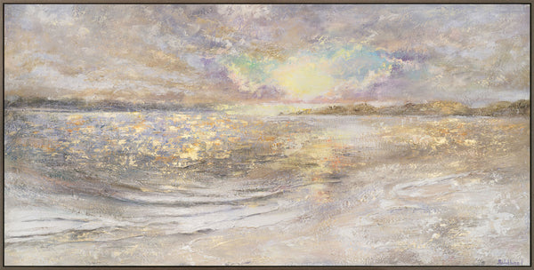 Gemälde "Morgendämmerung" strukturierte Landschaft mit goldenem Schimmer