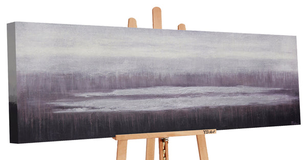 Das Gemälde "Ruhe" minimalistische Landschaft in grau-lila Tönen