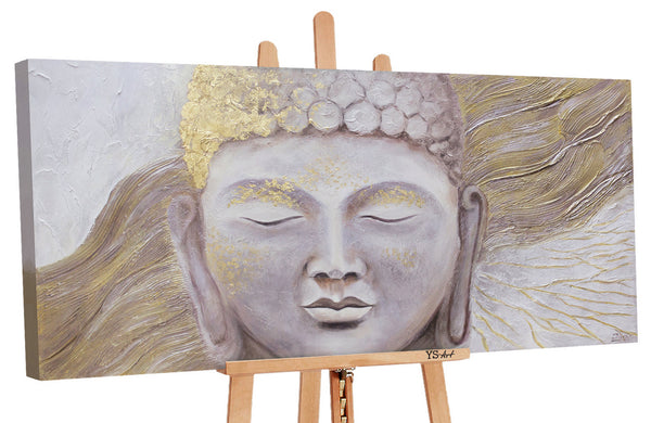 Gemälde "Erleuchtung" meditatives Porträt des Buddha mit Gold