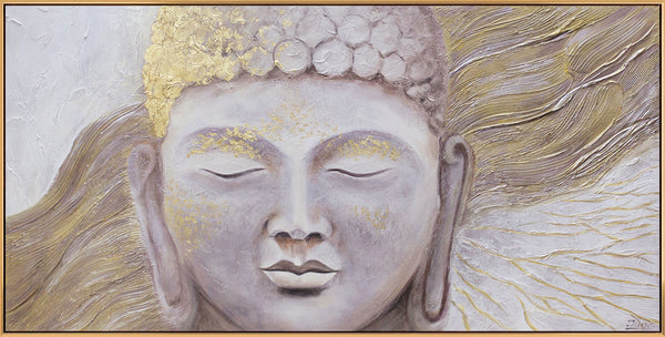 Gemälde "Erleuchtung" meditatives Porträt des Buddha mit Gold