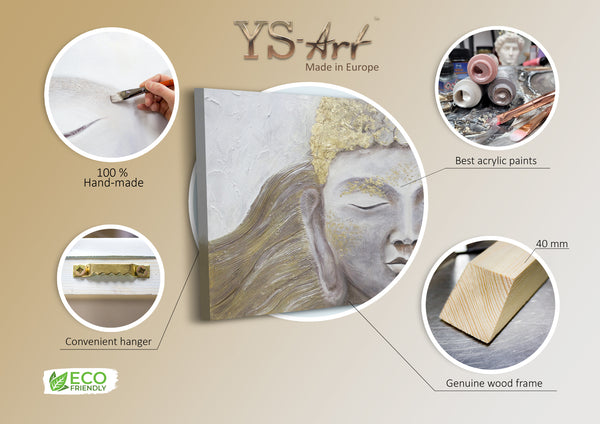 Gemälde "Erleuchtung" meditatives Porträt des Buddha mit Gold
