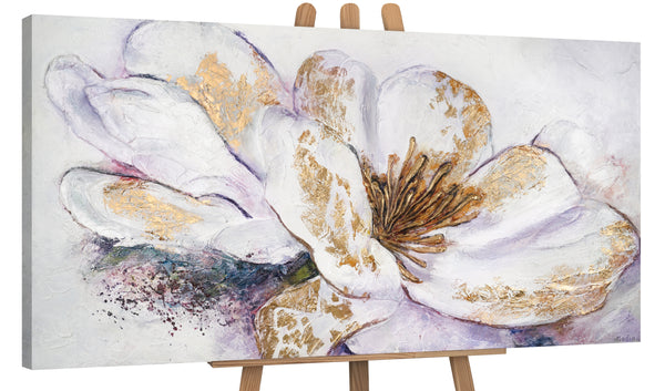 Gemälde "Goldene Pfingstrose" elegante Blume mit Weiß und Gold