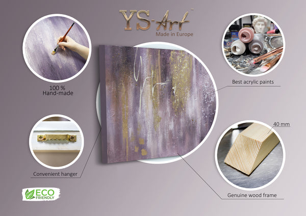 Gemälde „Symphonie“ moderne Texturabstraktion mit violettem Akzent