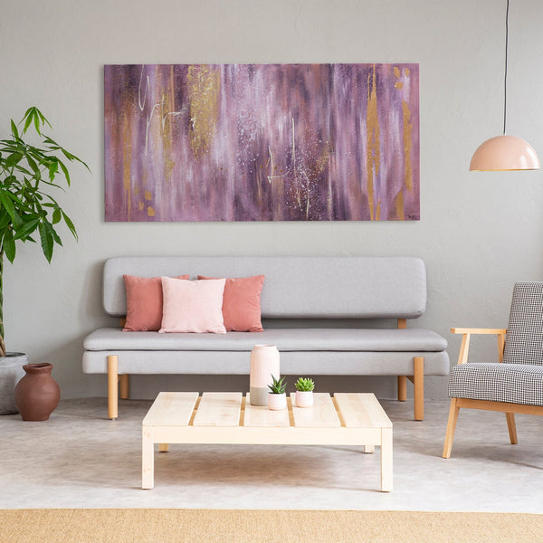 Gemälde „Symphonie“ moderne Texturabstraktion mit violettem Akzent