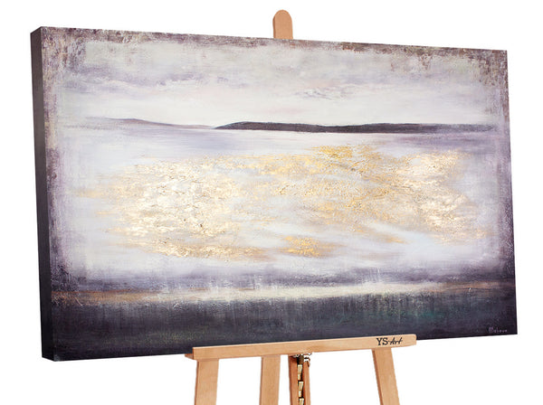 Gemälde "Meer-Weitblick" strukturierte Meereslandschaft mit goldenem Schimmer
