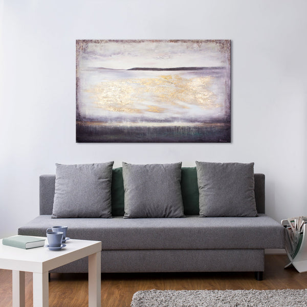 Gemälde "Meer-Weitblick" strukturierte Meereslandschaft mit goldenem Schimmer