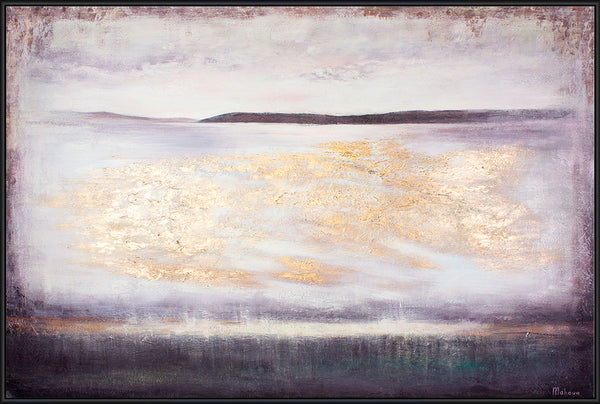 Gemälde "Meer-Weitblick" strukturierte Meereslandschaft mit goldenem Schimmer