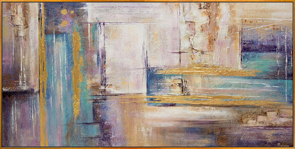 Gemälde "Zeit" abstrakte Architektur in einer hellen Palette