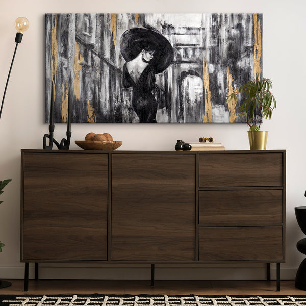 Gemälde "Filmstar" weibliche Silhouette in einer monochromen Palette