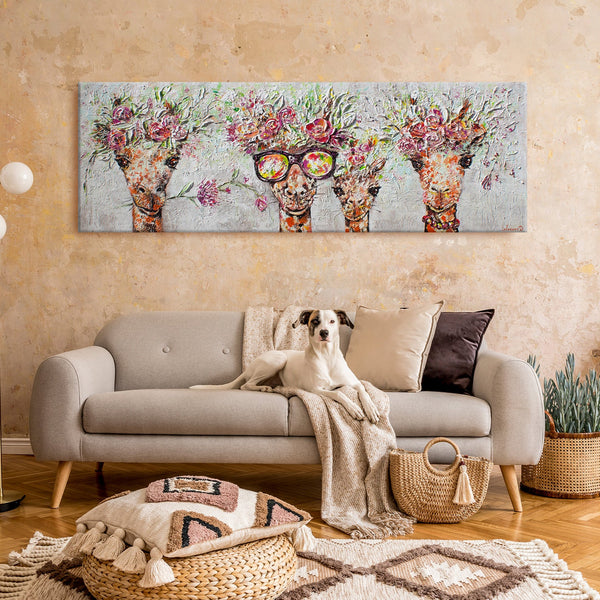 Gemälde "Lustige Giraffen" helles Motiv für ein Interieur mit Stimmung